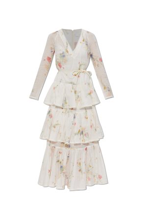 ワンピース ZIMMERMANN Woman Dress White 0981DRS252 IVO Zimmermann Pop Lace Trimmed Midi Dress - Ivory | Garmentory
